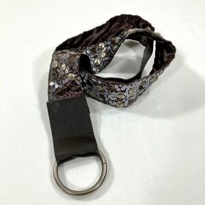 Black Sequin Belt with Ring Buckle Womens Fashion Waist Accessory Boho Festival